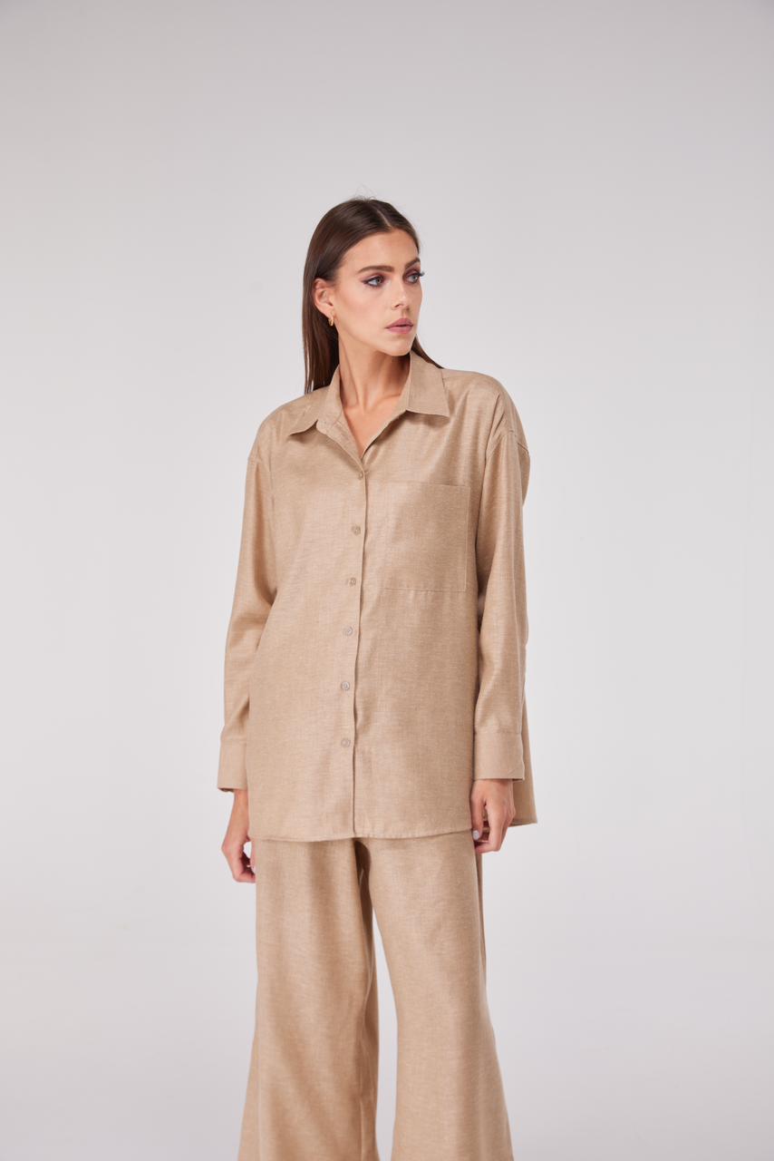 Beige Linen Travel Wear